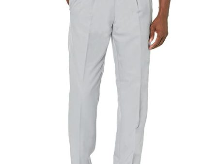 Amazon Essentials Pantalón de Vestir con Pinzas, de Cintura Expansible y Ajuste Clásico Hombre, Gris Claro, 46 Supply