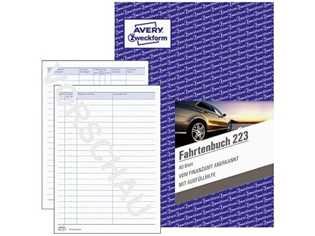 (Idioma Alemán) - Avery Zweckform 223 - Libro de ruta con registro de los km y cuentas anuales (A5, 40 páginas) color azul Embalaje Deteriorado Online Sale