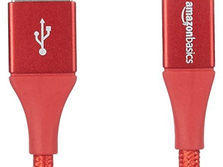 Amazon Basics - Cable USB 2.0 A a micro USB B con trenzado doble, 0, 3 m, Rojo Online Sale