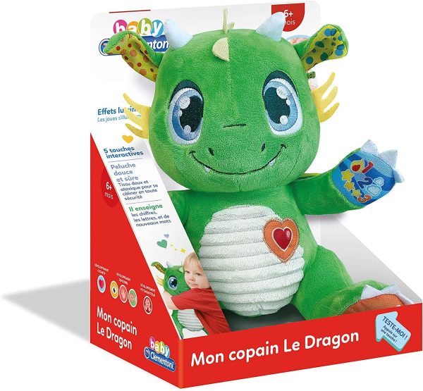 (Idioma Francés) - Clementoni 52506 Mon Copain Le Dragon – Peluche Interactivo – Juguete para Bebé, Versión Francesa, 6 Meses y Más on Sale