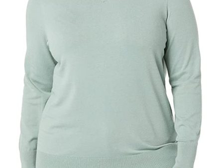 Daily Ritual Fine Gauge Stretch Crewneck Pullover Sweater Suéter sin Botones, Verde Salvia, 4XL Grande Cheap