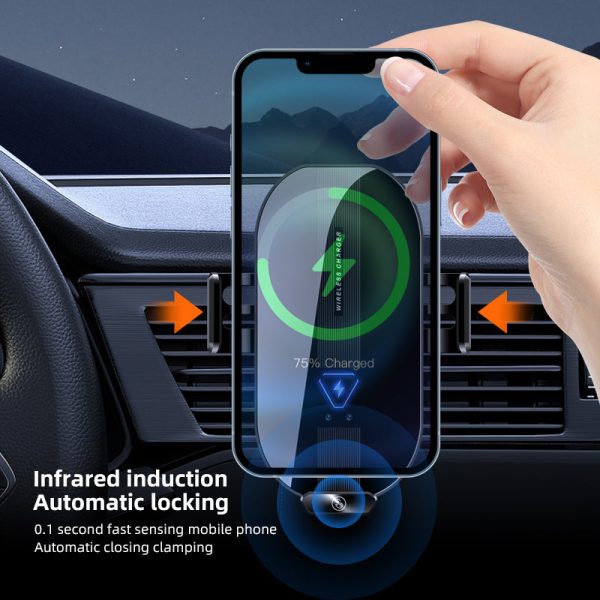 A9 Wireless Phone Charger Mount Clamp Auto-Sensing Cell Phone Clip Bracket Holder for Car Air Vent For Discount