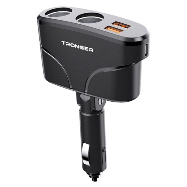 TR-35 PD Fast Charging Car Charger Type-C + Dual USB QC 3.0 Charger with Dual Cigarette Lighter Sockets For Cheap