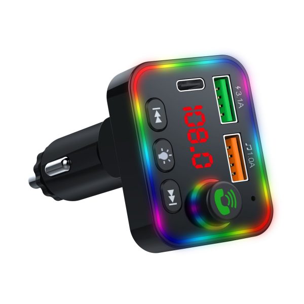 P4 Ambient Light Car MP3 Player FM Transmitter PD Fast Charger+3.1A Car Charger Support Bluetooth Hands-free Calling, U Disk on Sale