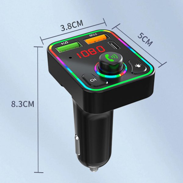 PDF3 PD   QC3.0 Fast Car Charger 7-Color Lights Hands-Free Bluetooth Calling MP3 Wireless Player Cheap