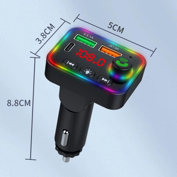 P4 Ambient Light Car MP3 Player FM Transmitter PD Fast Charger+3.1A Car Charger Support Bluetooth Hands-free Calling, U Disk on Sale