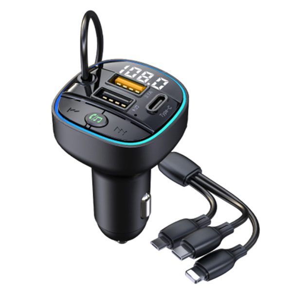 C35 Super Fast Car Charger Three Ports Car Charger Adapter Bluetooth MP3 Player FM Transmitter with 3-in-1 Charging Cable Online Sale