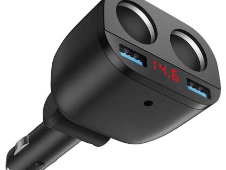 TR-22Q Dual USB QC3.0 Fast Car Charger Digital Display 2-Socket Cigarette Lighter Adapter Discount