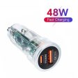 P35 Clear Design 48W Car Charger for Cell Phone, Tablet, Camera, Type-C PD 30W + USB QC 3.0 18W Fast Charging Charger Station on Sale